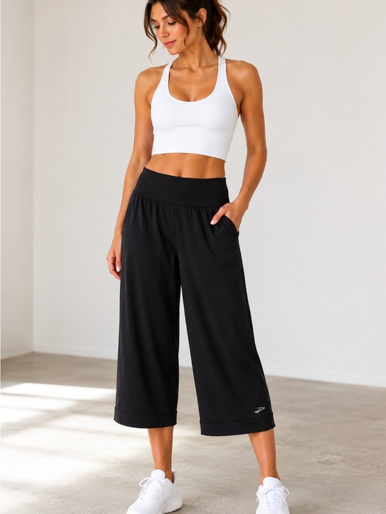 Brooks Pants - Brooks Women’s Wide Leg Capri Pants – Black – Size Small
